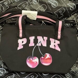 PINK Victoria's Secret Mini Black Crossbody Bag with Pink Cherry Design